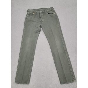 Levis 501 Jeans Mens 33x34 (Fits 32x33) Green Straight Leg Button Fly Denim